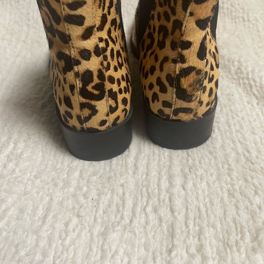 Steve Madden leather calf hair Leopard Print slip on Ankle Boots SZ6M - Picture 3 of 10